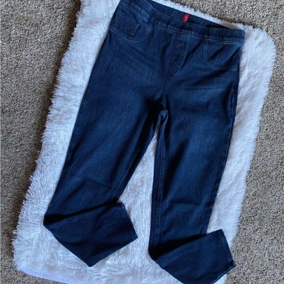 SPANX Pull on Jegging Jeans Stretch Elastic Waist Blue Women’s Size Large - Picture 1 of 7